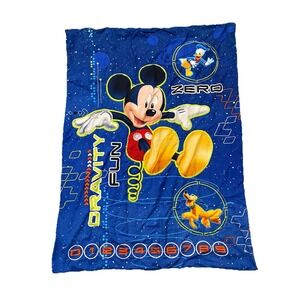 Disney Mickey Mouse Kids Blanket Comforter Blue Donald Duck, Pluto Space 55x40
